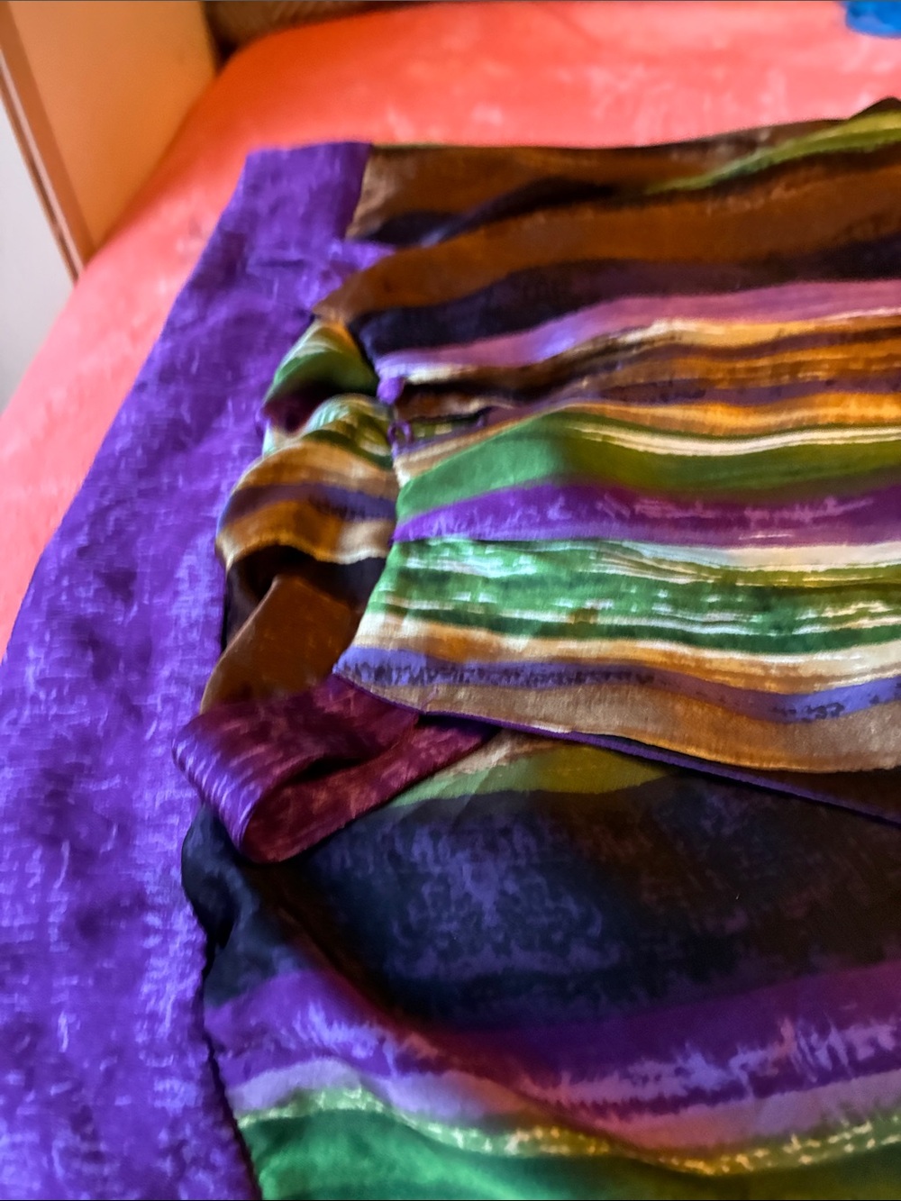 100% SILK- Ann Taylor Striped Camisole In Purple, Green & Neutrals - Picture 8 of 15